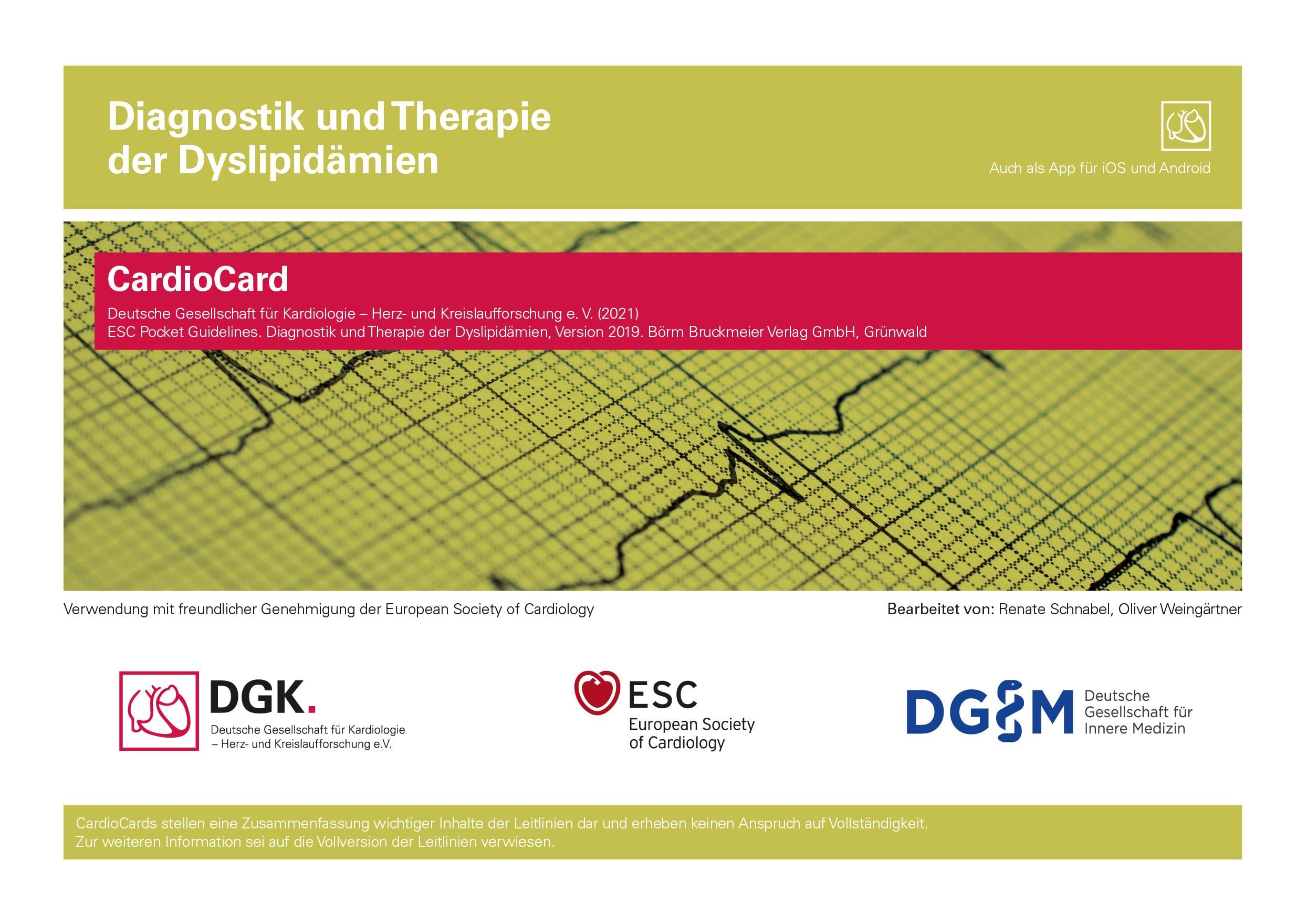 Diagnostik und Therapie der Dyslipidämien: CardioCard: CardioCard 2020 (ESC/DGK CardioCards) Medicine