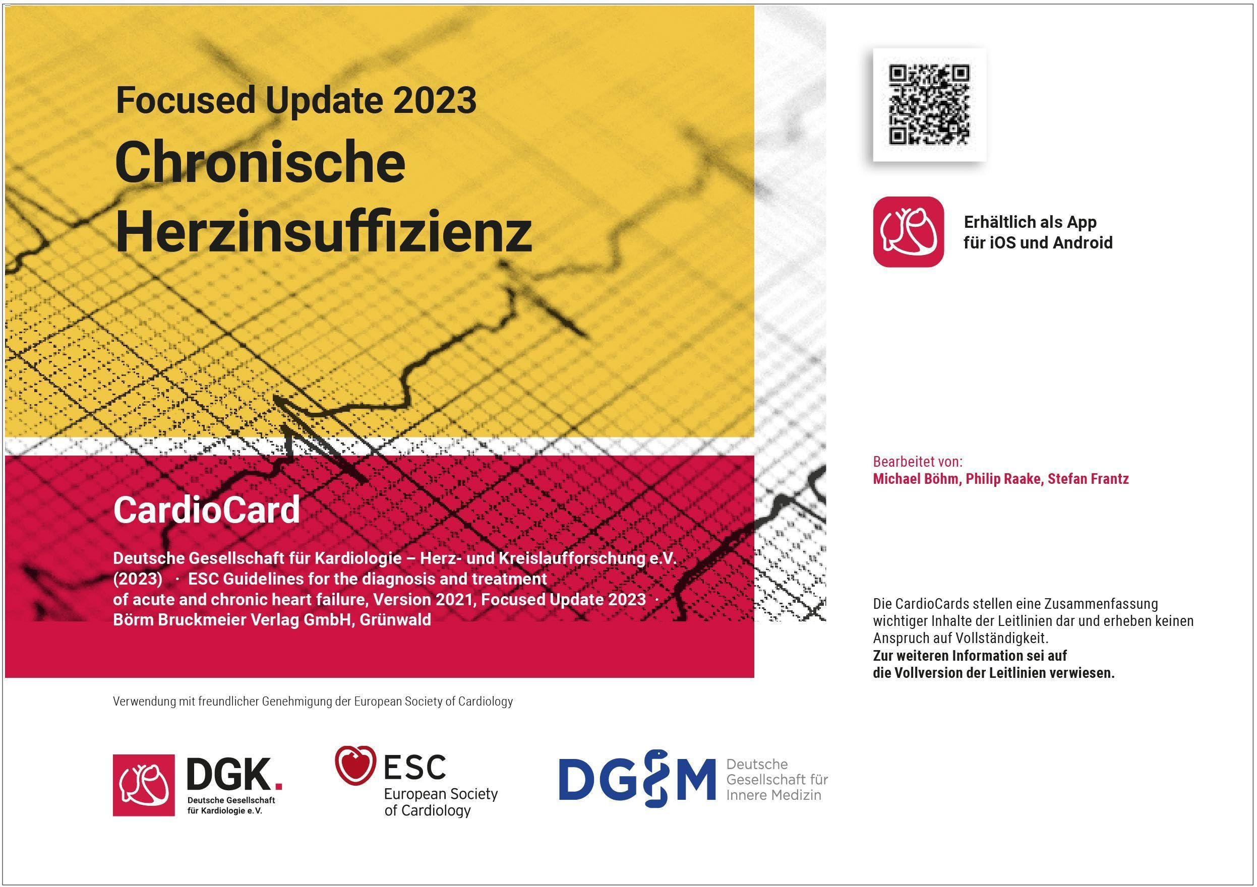 Chronische Herzinsuffizienz: CardioCard, Focused Update 2023 (ESC/DGK CardioCards) Medicine