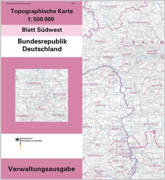 Topographische Karte der Bundesrepublik Deutschland 1 : 500 000: Blatt Südwest - Verwaltungsausgabe (Übersichtskarten (ÜK) 1:500000) Leisure, Home & Garden