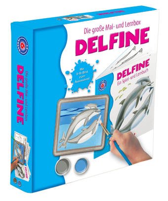 Die grosse Mal- und Lernbox: Delfine. Beschäftigungsbuch, 3-D Bild, 6 Farben, 3 Pinsel Leisure & Fun