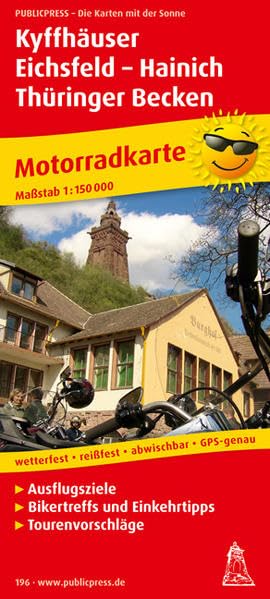 Motorradkarte Kyffhäuser - Eichsfeld - Hainich - Thüringer Becken Meissner 1 : 150 000 Leisure, Home & Garden