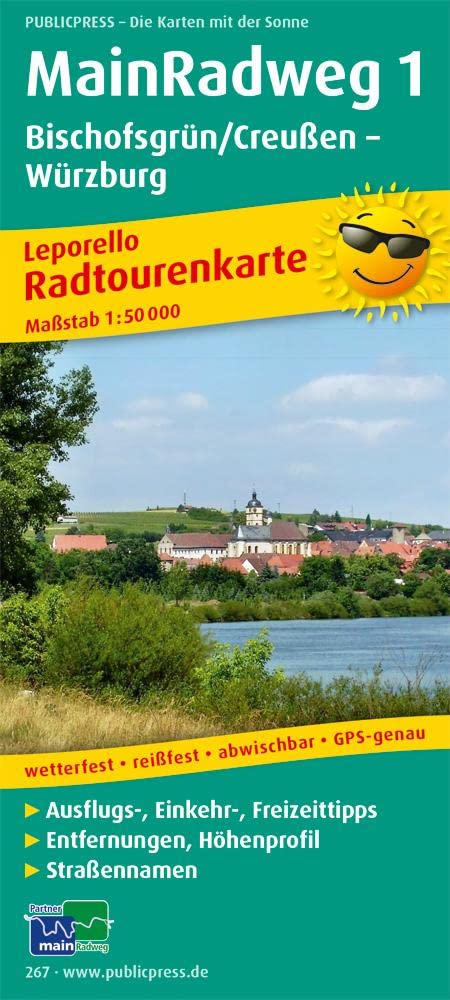 Main-Radweg 1, Bischofsgrün/Creußen - Würzburg. Radwanderkarte 1 : 50 000 Leisure, Home & Garden