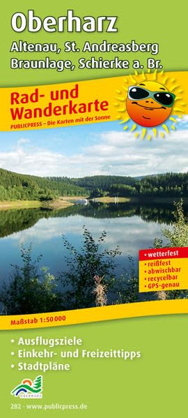 Rad- und Wanderkarte Oberharz - Altenau, St. Andreasberg, Braunlage, Schierke a. Br. 1 : 50 000 Leisure, Home & Garden