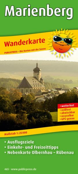 Marienberg: Wanderkarte mit Ausflugszielen, Einkehr- & Freizeittipps und Nebenkarte Olbernhau - Rübenau, wetterfest, reissfest, abwischbar, GPS-genau. 1:25000 (Wanderkarte / WK) Leisure, Home & Garden