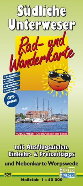 Rad- und Wanderkarte Südliche Unterweser: mit Ausflugszielen, Einkehr- & Freizeittipps und Nebenkarte Worpswede, wetterfest, reissfest, abwischbar, GPS-genau. 1:50000 book