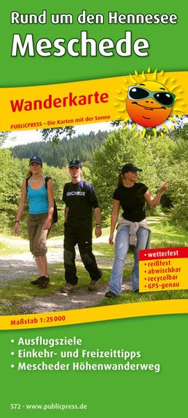 Wanderkarte Rund um den Hennesee - Meschede: mit Ausflugszielen, Einkehr- & Freizeittipps und Mescheder Höhenweg, wetterfest, reissfest, abwischbar, ... reissfest, abwischbar, recycelbar. GPS-genau Leisure, Home & Garden