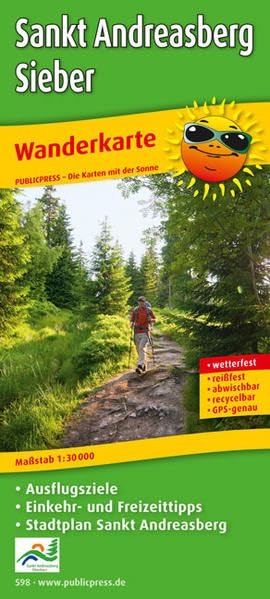 Sankt Andreasberg - Sieber: Wanderkarte mit Ausflugszielen, Einkehr- & Freizeittipps, wetterfest, reißfest, abwischbar, GPS-genau. 1:30000 (Wanderkarte / WK) Leisure, Home & Garden