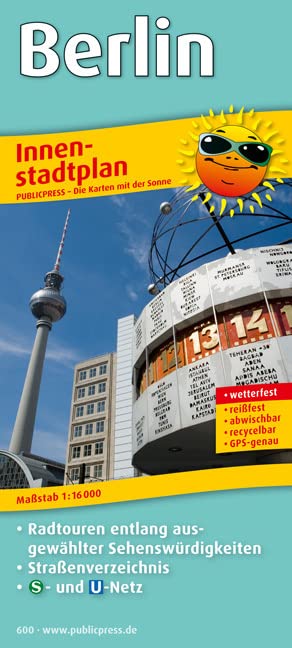 Berlin: Innenstadtplan mit Radtouren entlang ausgewählter Sehenswürdigkeiten & Straßenverzeichnis sowie S- und U-Bahnnetz, wetterfest, reißfest, abwischbar, GPS-genau. 1:16000 (Stadtplan: SP) Leisure, Home & Garden