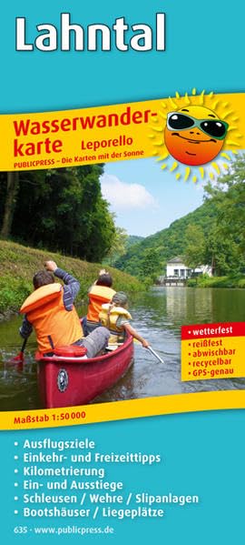 Lahntal: Leporello Wasserwanderkarte mit Ausflugszielen, Einkehr- & Freizeittipps, Kilometrierung, Ein- und Ausstiegen, Schleusen / Wehren/ ... GPS-genau. 1:50000 (Wasserwanderkarte / WwK) Leisure, Home & Garden