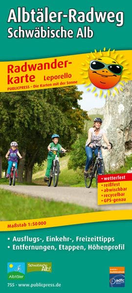 Albtäler-Radweg, Schwäbische Alb: Leporello Radtourenkarte mit Ausflugszielen, Einkehr- & Freizeittipps, wetterfest, reißfest, abwischbar, GPS-genau. 1 : 50 000 (Leporello Radtourenkarte / LEP-RK) Leisure, Home & Garden