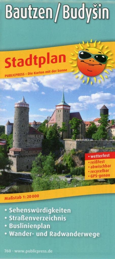 Bautzen / Budyšin: Stadtplan mit Sehenswürdigkeiten & Straßenverzeichnis sowie Buslinienplan, Wander- und Radwanderwegen, wetterfest, reißfest, abwischbar, GPS-genau. 1:20000 Leisure, Home & Garden