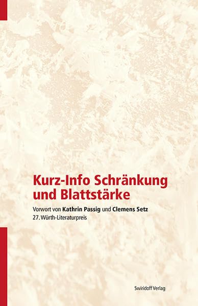 Kurz-Info Schränkung und Blattstärke Books