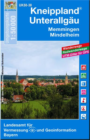 UK50-38 Kneippland Unterallgäu: Memmingen, Mindelheim, Kaufbeuren, Bad Wörishofen, Illertissen, Krumbach (Schwaben),: Memmingen, Mindelheim. ... Karte Freizeitkarte Wanderkarte) Leisure, Home & Garden