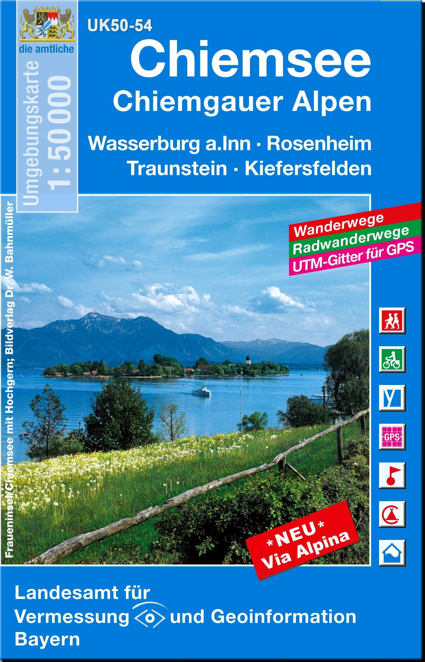 UK50-54 Chiemsee, Chiemgauer Alpen: Wasserburg a.Inn, Rosenheim, Traunstein, Kiefersfelden, Trostberg, Traunreut, Ruhpolding, Reit im Winkl, Prien ... Karte Freizeitkarte Wanderkarte) Leisure, Home & Garden