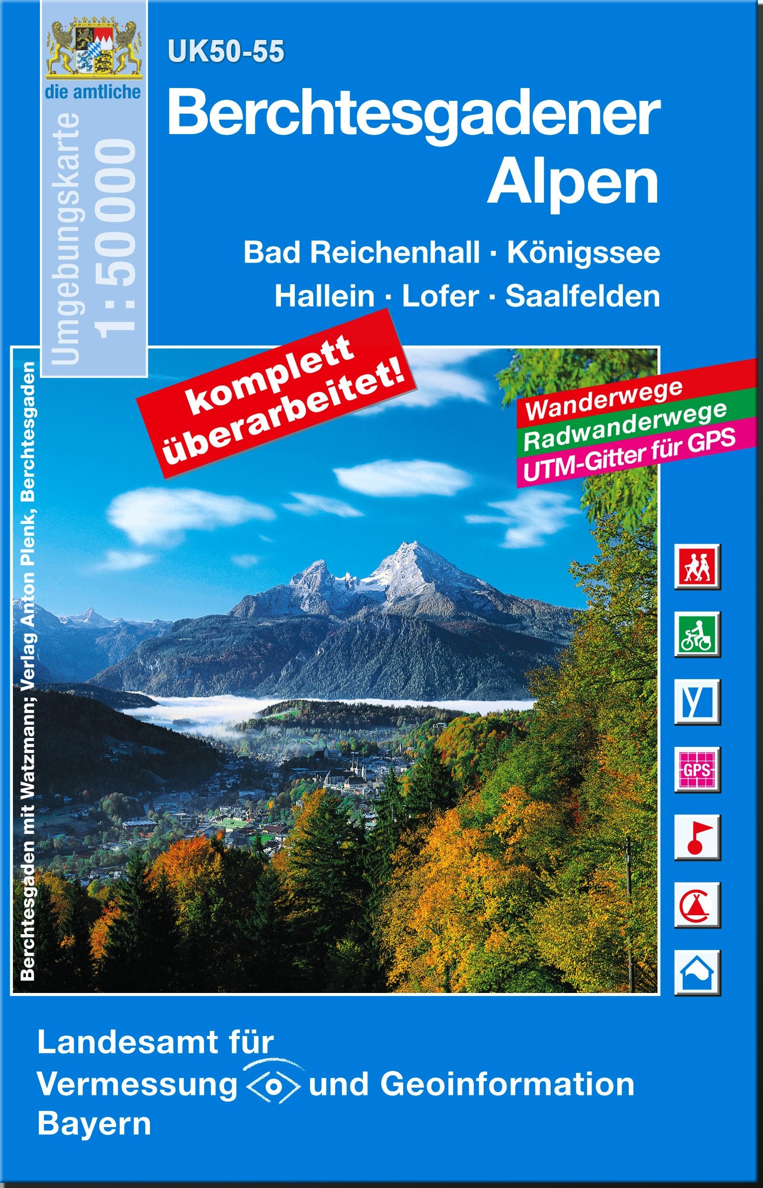 UK50-55 Berchtesgadener Alpen: Nationalpark Berchtesgaden, Bad Reichenhall, Königssee, Hallein, Lofer, Saalfelden, Inzell, Schönau a.Königssee, ... Karte Freizeitkarte Wanderkarte) Leisure, Home & Garden