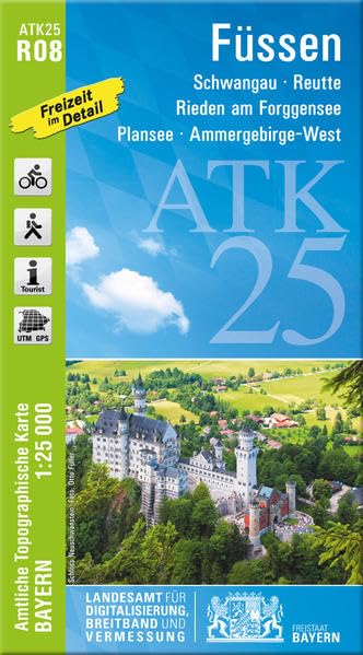 ATK25-R08 Füssen (Amtliche Topographische Karte 1:25000): Schwangau, Reutte, Rieden am Forggensee, Plansee, Ammergebirge-West, Forggensee, ... Amtliche Topographische Karte 1:25000 Bayern) Leisure, Home & Garden