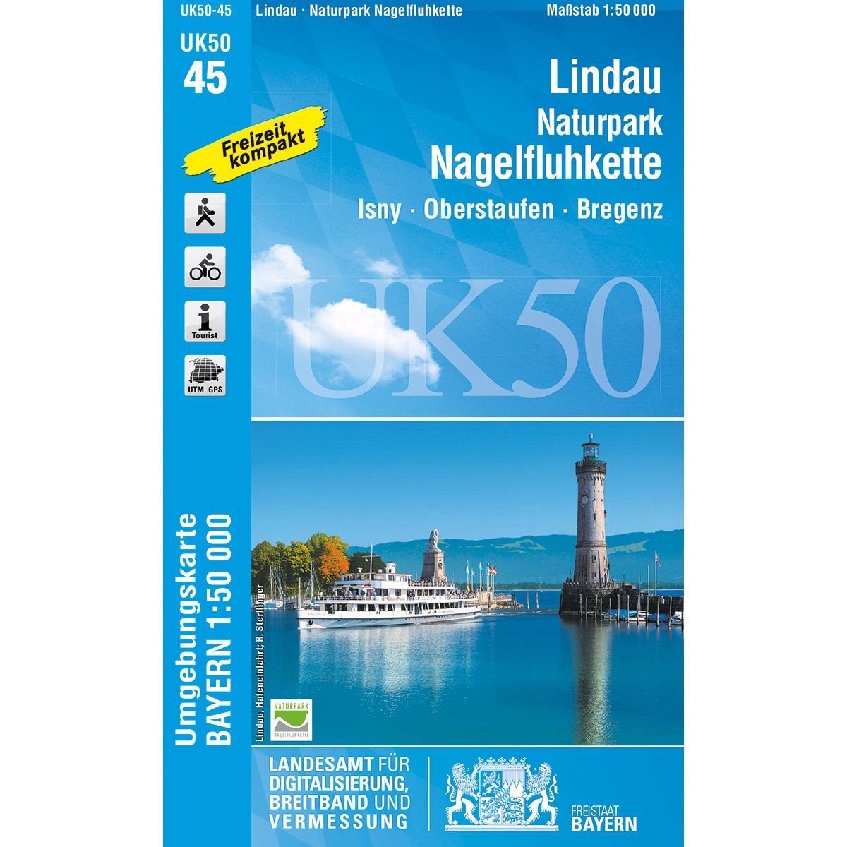 UK50-45 Lindau, Naturpark Nagelfluhkette: Lindau (Bodensee), Isny i.Allgäu, Oberstaufen, Bregenz, Wangen i.Allgäu, Lindenberg i.Allgäu, Immenstadt ... Karte Freizeitkarte Wanderkarte) Leisure, Home & Garden