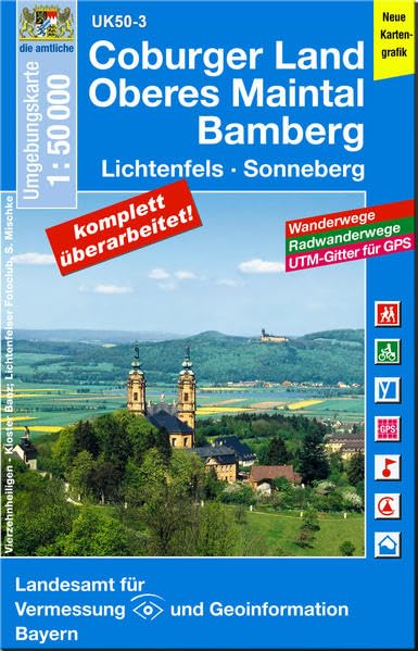 UK50-3 Coburger Land, Oberes Maintal, Bamberg: Coburg, Lichtenfels, Sonneberg, Baunach, Scheßlitz, Weismain, Bad Staffelstein, Burgkunstadt, Seßlach, ... Karte Freizeitkarte Wanderkarte) Leisure, Home & Garden