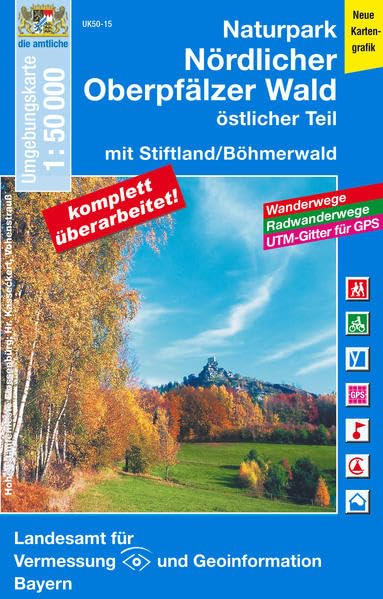 UK50-15 Naturpark Nördlicher Oberpfälzer Wald, östlicher Teil: Stiftland, Böhmerwald, Weiden i.d.OPf., Schönsee, Cheb, Vohenstrauß, ... Karte Freizeitkarte Wanderkarte) Leisure, Home & Garden