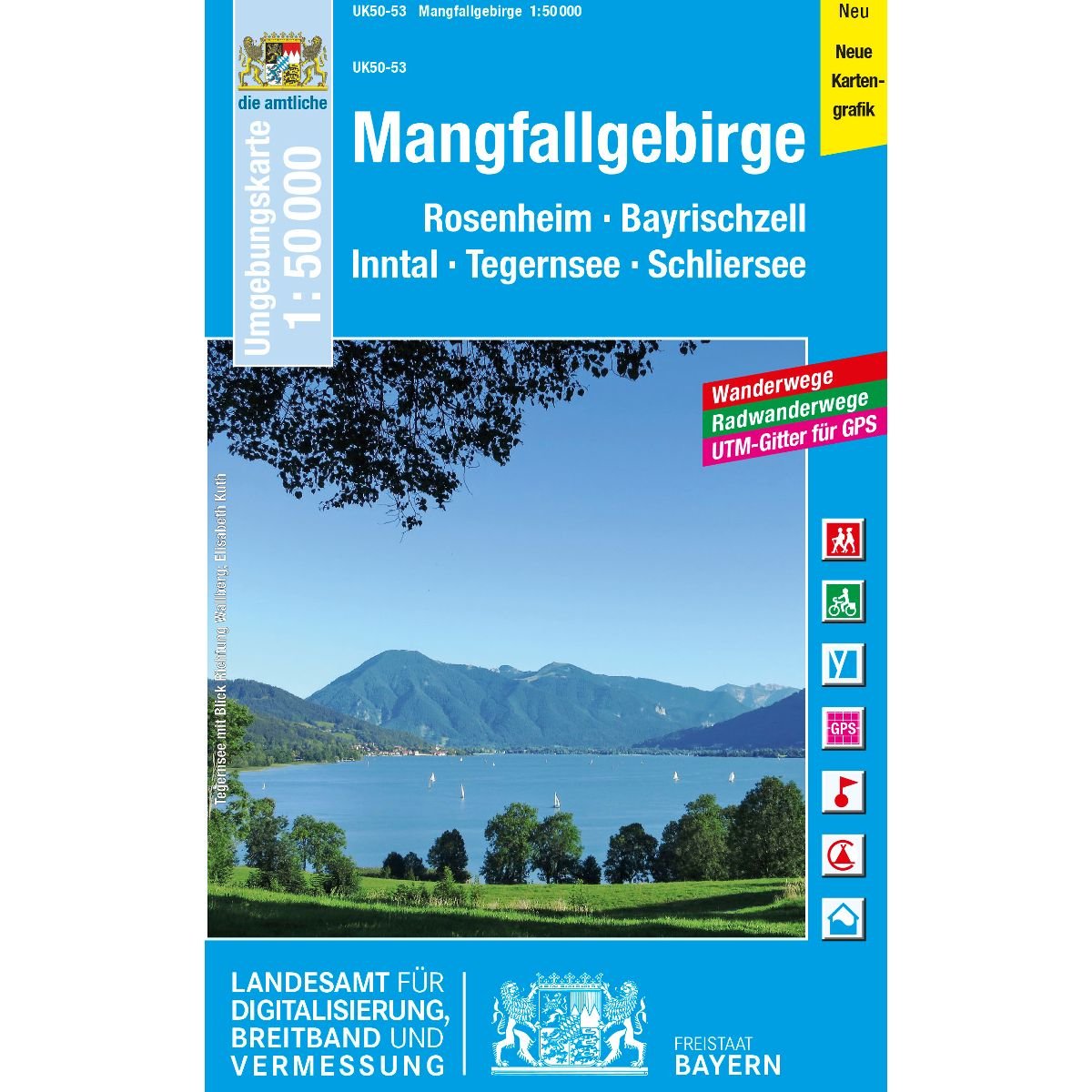 UK50-53 Mangfallgebirge: Rosenheim, Bayrischzell, Inntal, Tegernsee, Schliersee, Bad Aibling, Holzkirchen, Miesbach, Irschenberg, Wendelstein, ... Karte Freizeitkarte Wanderkarte) Leisure, Home & Garden