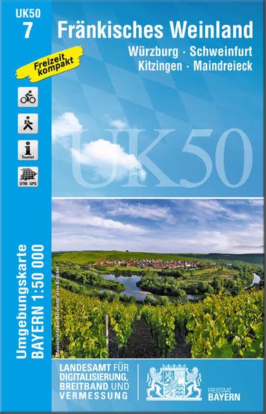 UK50-7 Fränkisches Weinland: Würzburg, Schweinfurt, Kitzingen, Maindreieck, Arnstein, Volkach, Gemünden a.Main, Karlstadt, Dettelbach, Veitshöchheim, ... Karte Freizeitkarte Wanderkarte) Leisure, Home & Garden
