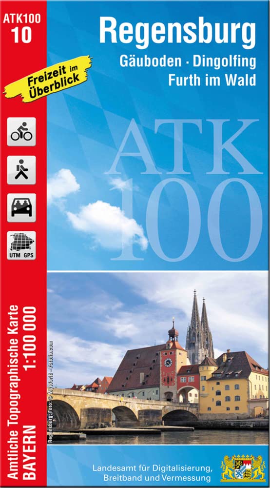 ATK100-10 Regensburg (Amtliche Topographische Karte 1:100000): Gäuboden, Dingolfing, Furth im Wald, Bayerischer Wald, Oberpfälzer Seenland, Hallertau, ... Topographische Karte 1:100000 Bayern) Leisure, Home & Garden