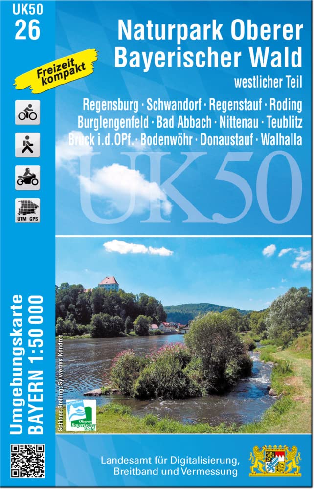 UK50-26 Naturpark Oberer Bayerischer Wald - westlicher Teil: Regensburg, Schwandorf, Regenstauf, Roding, Burglengenfeld, Bad Abbach, Nittenau, ... Karte Freizeitkarte Wanderkarte) Leisure, Home & Garden