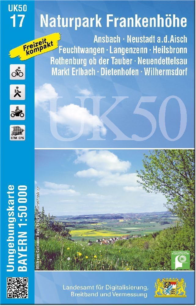 UK50-17 Naturpark Frankenhöhe: Ansbach, Neustadt a.d.Aisch, Feuchtwangen, Langenzenn, Heilsbronn, Rothenburg ob der Tauber, Neuendettelsau, Markt ... Karte Freizeitkarte Wanderkarte) Leisure, Home & Garden