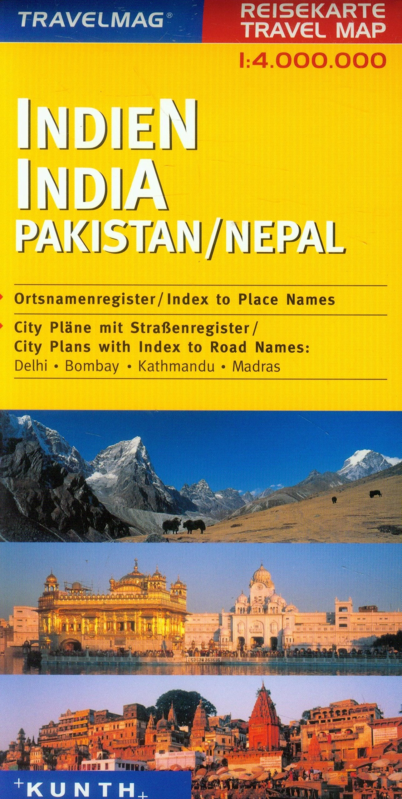 KUNTH Reisekarte Indien - Pakistan - Nepal 1 : 4 000 000 book