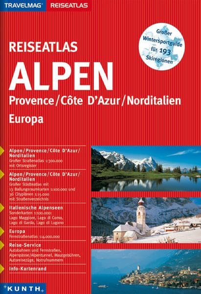 KUNTH Reiseatlas Alpen, Provence, Cote d´Azur, Norditalien, Europa: 1:300000 (mit Europa) (KUNTH Reiseatlanten) Leisure, Home & Garden