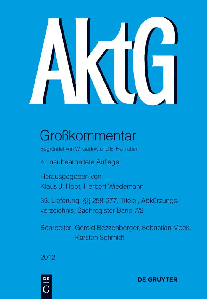 §§ 258-277; Titelei; Abkürzungsverzeichnis; Register Band 7/2: §§ 258-277; Titelei; Abkürzungsverzeichnis; Register Band 7/2 (Großkommentare der Praxis, Band 33) Law