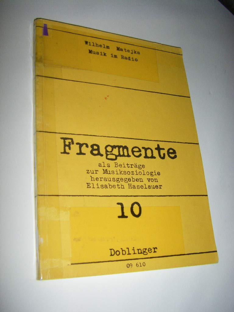 Musik im Radio (Fragmente. Beiträge zur Musiksoziologie) Sheet Music