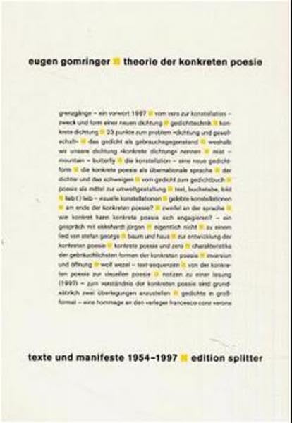 Theorie der konkreten Poesie, Gesamtwerk Band II: Texte und Manifeste 1954-1997 Contemporary literature