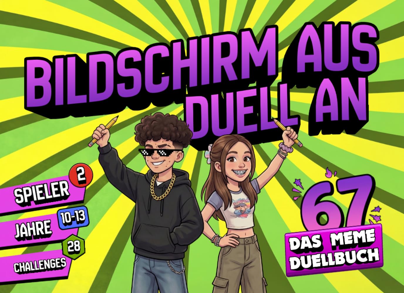 Das Meme-Duellbuch für Kids – 28 Challenges für 2 Spieler | Brainrot, 67 Six Seven & Gaming: Quiz, Rätsel & Kreativ-Battles für Kinder von 10–13 Jahren | Perfektes Geschenk Tiptoi & Games