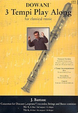 Two Concertos for Descant (soprano) recorder. Bücher-Set und Medien: Two Concertos for Descant Recorder and Basso (Dowani 3 Tempi Play Along for Classical Music) Sheet Music