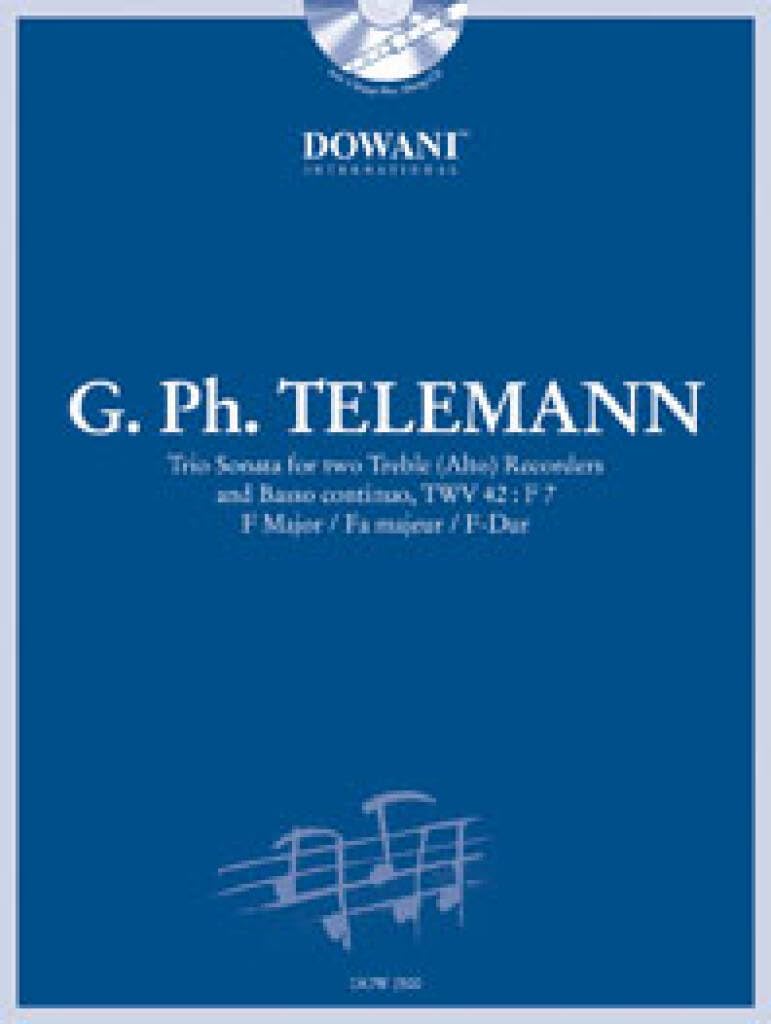 Telemann: Trio Sonata for 2 Treble (Alto) Recorders and Basso Continue, Twv 42: F7, F Major/Fa Majeur/F-Dur Sheet Music