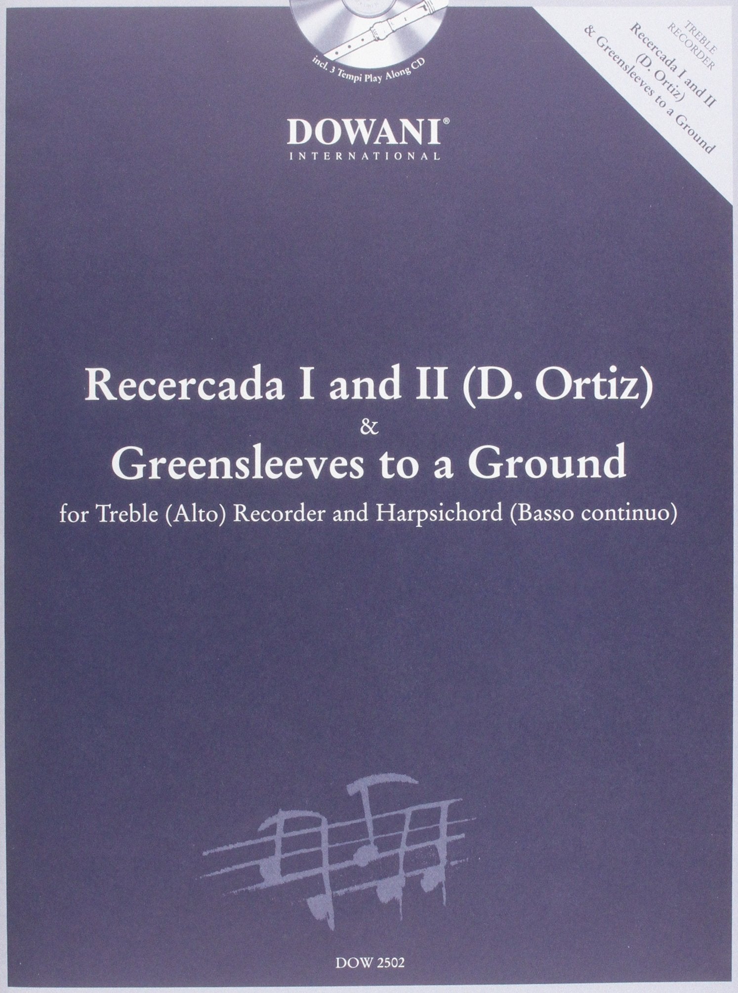 Ortiz - Recercada I G Minor II G and Greensleeves to a Ground for Treble (Alto) Recorder and BC Sheet Music