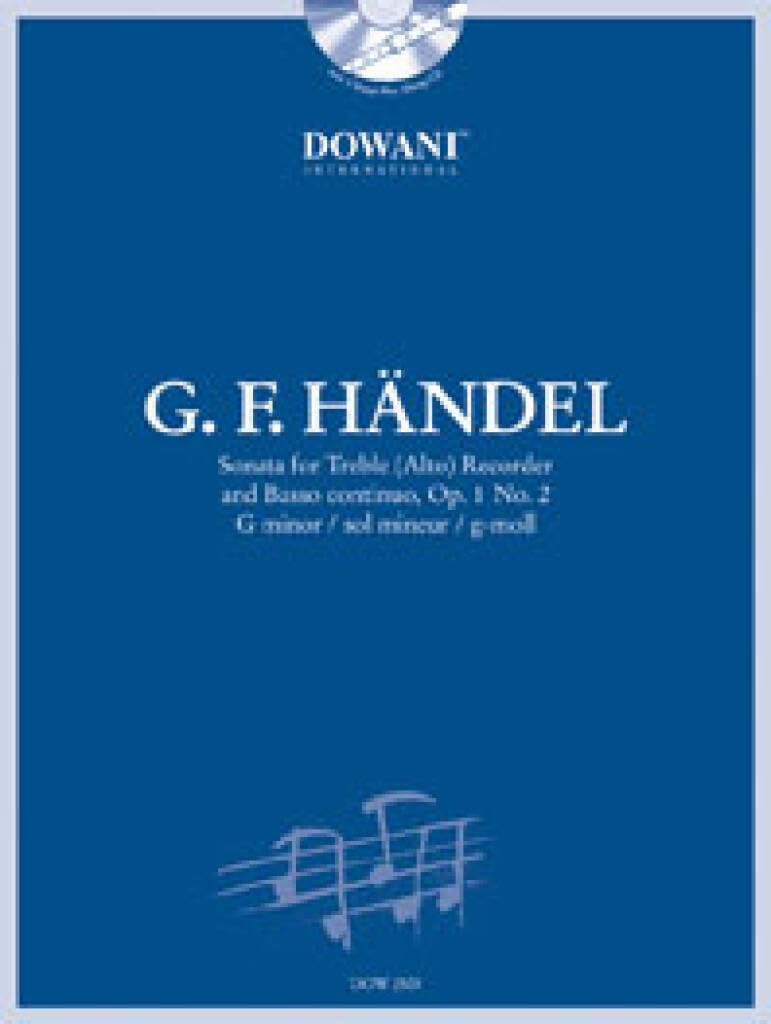 Handel: Sonata in G Minor, Op. 1, No. 2 for Treble (Alto) Recorder and Basso Continuo Sheet Music