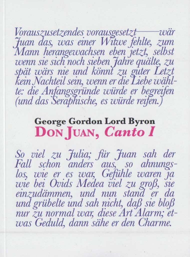 DON JUAN, CANTO I: Ins Deutsche übertragen und parodiert von Günter Plessow - Lord Byron, George Gordon book