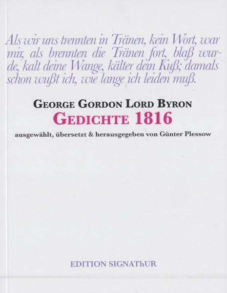 Lord Byron GEDICHTE 1816: - ausgewählt, übersetzt & herausgegeben von Günter Plessow Contemporary literature