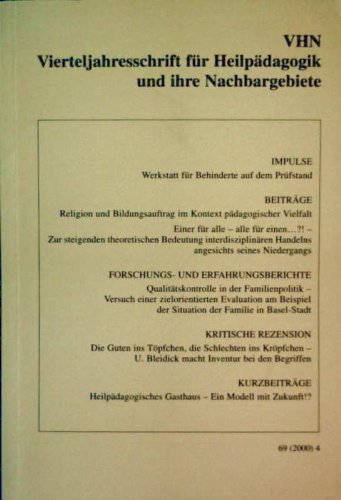 VHN Vierteljahresschrift für Heilpädagogik und ihre Nachbargebiete - VHN Jahrgang 57 - Dezember 1988 - Heft 4 - schulversagen als ortentliches Problem . Das Dilemma von Fördern und Auslesen und andere Beiträge ISBN 3906364135 Books