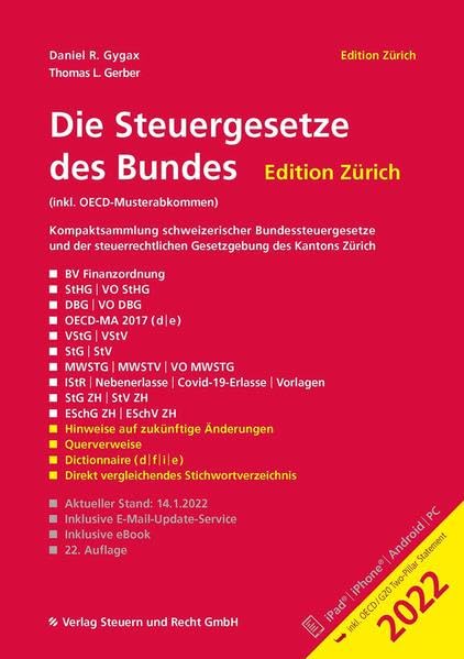 Die Steuergesetze des Bundes – Edition Zürich 2022: inkl. OECD-Musterabkommen Law