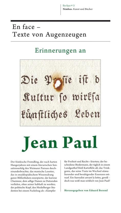 Erinnerungen an Jean Paul: En face # 3. Texte von Augenzeugen (En face: Texte von Augenzeugen) Essays & Short Stories
