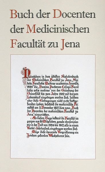 Buch der Docenten der Medicinischen Facultät zu Jena Medicine