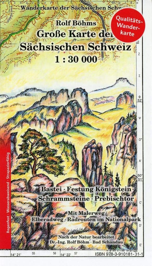 Große Karte der Sächsischen Schweiz 1:30000 Leisure, Home & Garden