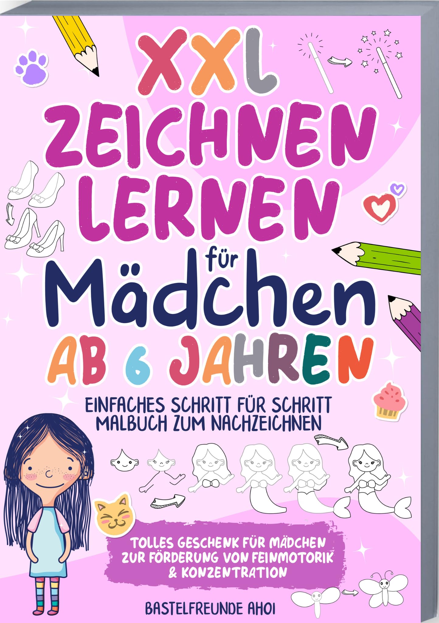 XXL Zeichnen lernen für Mädchen ab 6 Jahren: Einfaches Schritt für Schritt Malbuch zum Nachzeichnen | Tolles Geschenk für Mädchen zur Förderung von Feinmotorik & Konzentration Poetry