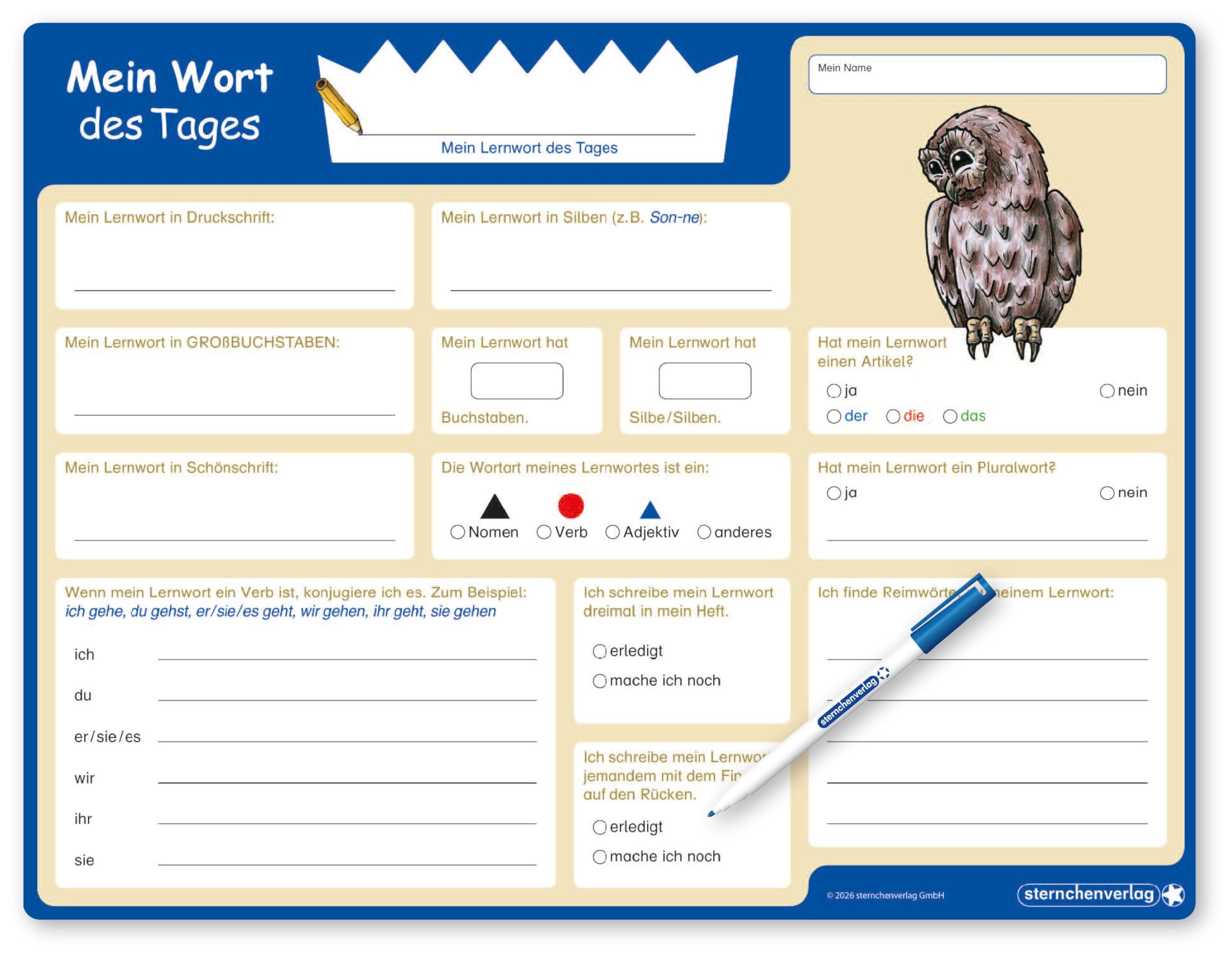Mein Wort des Tages - Lerntafel mit Stift Study Guides