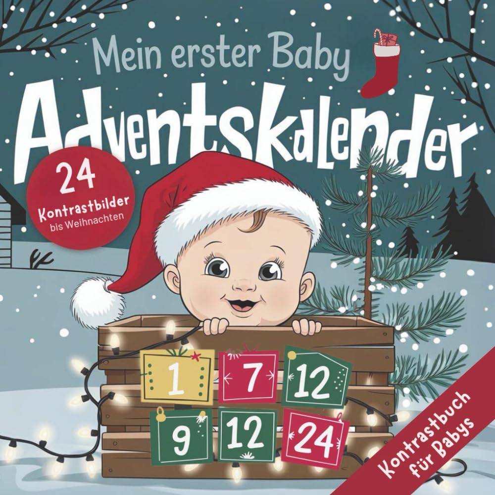 Mein erster Baby Adventskalender - 24 Kontrastbilder bis Weihnachten: Kontrastbuch für Babys Photography