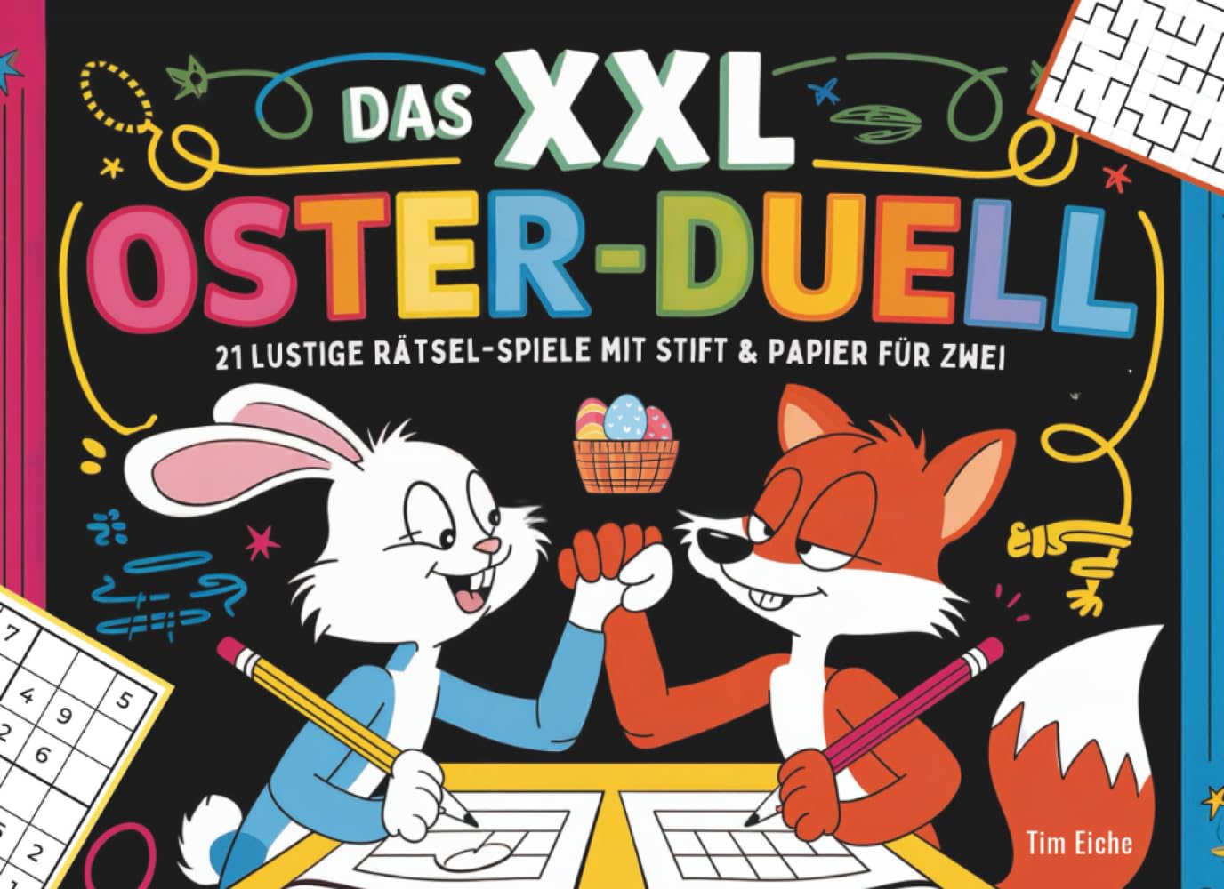 Das XXL Oster-Duell: 21 lustige Rätsel-Spiele mit Stift & Papier für Zwei | Das perfekte Geschenk zu Ostern Posters