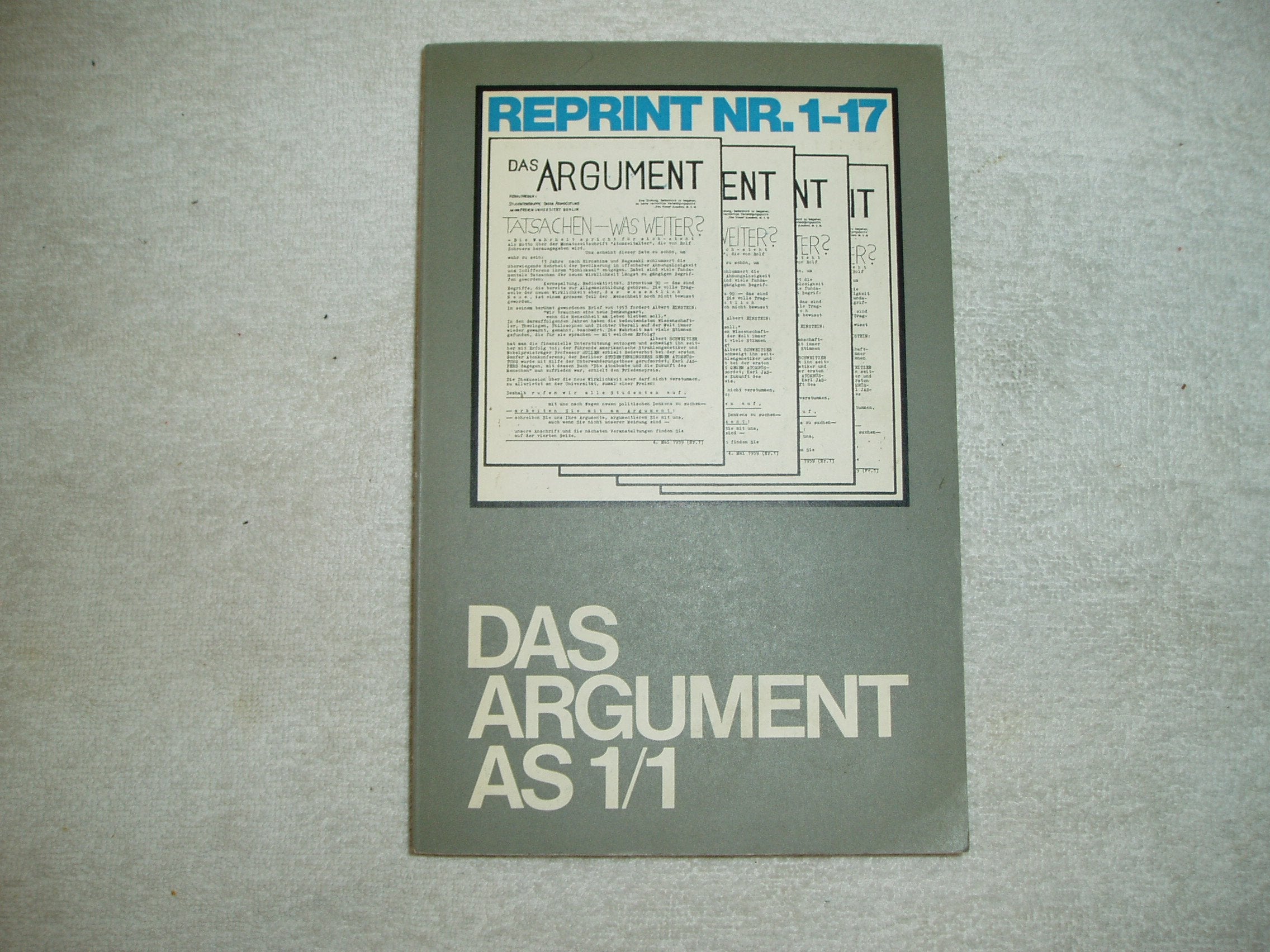 Das Argument - Reprint Nr. 1-17 (Argument Sonderband: Neue Folge) Books